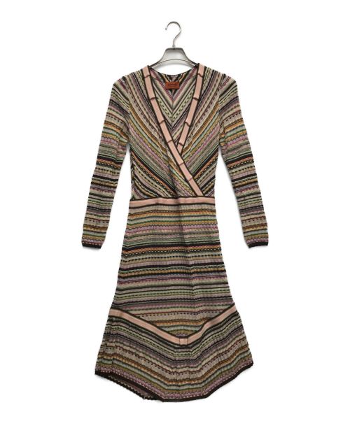 missoni（ミッソーニ）missoni (ミッソーニ) 総柄ニットワンピース マルチカラー サイズ:42の古着・服飾アイテム