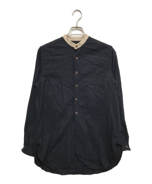 FRANK LEDER（フランクリーダー）FRANK LEDER (フランクリーダー) ウールバンドカラーシャツ ネイビー サイズ:XSの古着・服飾アイテム