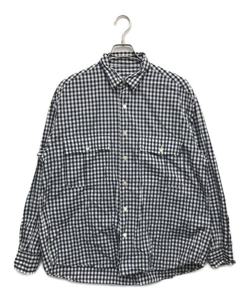 Porter Classic（ポータークラシック）Porter Classic (ポータークラシック) ROLL UP GINGHAM CHECK SHIRT ブルー サイズ:Mの古着・服飾アイテム