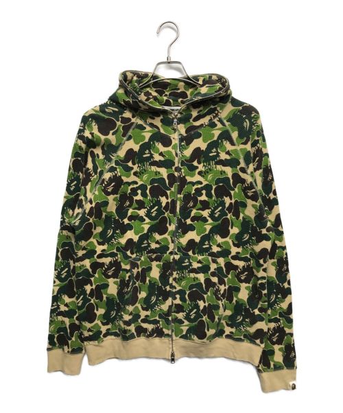 A BATHING APE（アベイシングエイプ）A BATHING APE (アベイシングエイプ) サルカモ柄フルジップパーカー グリーン サイズ:Mの古着・服飾アイテム