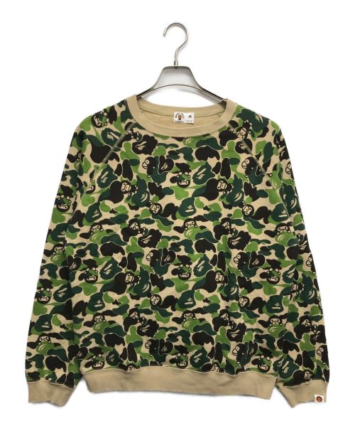 A BATHING APE（アベイシングエイプ）A BATHING APE (アベイシングエイプ) BABY MILOサルカモ柄スウェット グリーン サイズ:Mの古着・服飾アイテム