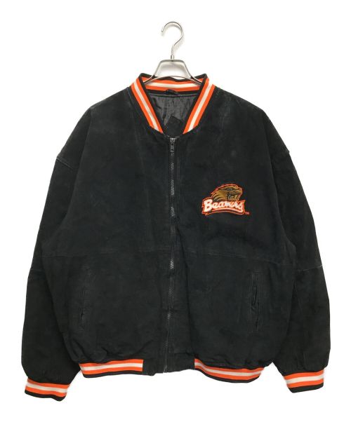 COLLEGIATE LICENSED PRODUCT（カレッジエイトワイセンスドプロダクト）COLLEGIATE LICENSED PRODUCT (カレッジエイトワイセンスドプロダクト) レザーバーシティージャケット ブラック サイズ:XXLの古着・服飾アイテム