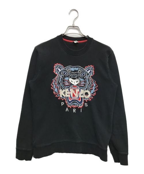 KENZO（ケンゾー）KENZO (ケンゾー) クラシックタイガー刺繍クルーネックスウェット ブラック サイズ:Mの古着・服飾アイテム