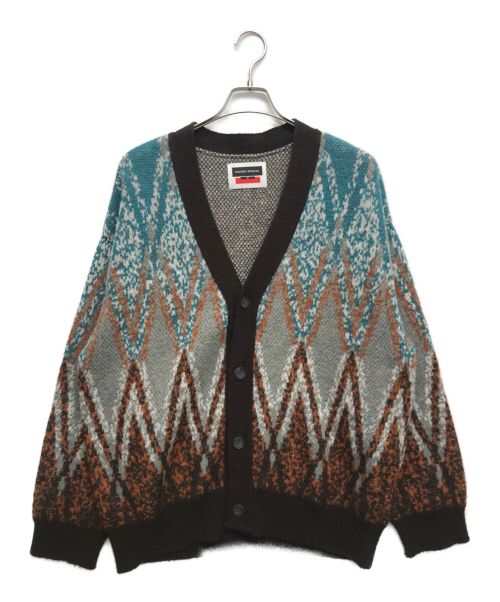 MAISON SPECIAL（メゾンスペシャル）MAISON SPECIAL (メゾンスペシャル) Airy Mohair Argyle Prime-Over V-Neck Knit Cardigan ブラウン サイズ:1の古着・服飾アイテム