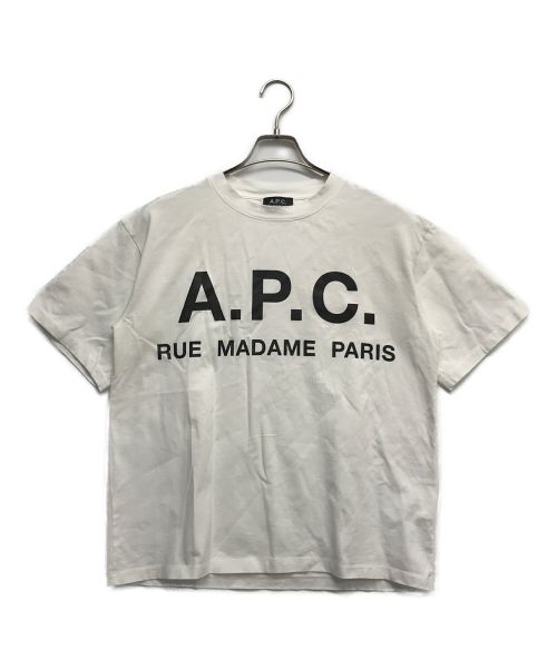 A.P.C.（アーペーセー）A.P.C. (アー・ペー・セー) EDIFICE (エディフィス) 別注 ロゴプリント オーバーサイズTシャツ ホワイト サイズ:XSの古着・服飾アイテム