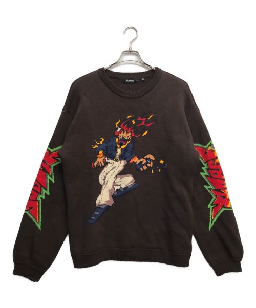 X-LARGE（エクストララージ）X-LARGE (エクストララージ) BURNING MONSTER CREWNECK KNIT ブラウン サイズ:Lの古着・服飾アイテム