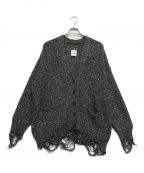 NOUNLESSナウンレス）の古着「SHINY GRUNGE KNIT CARDIGAN」｜グレー