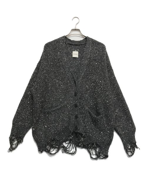 NOUNLESS（ナウンレス）NOUNLESS (ナウンレス) SHINY GRUNGE KNIT CARDIGAN グレー サイズ:2の古着・服飾アイテム