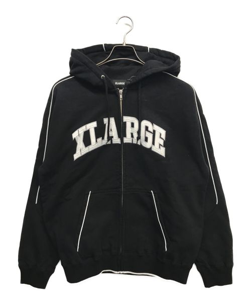 X-LARGE（エクストララージ）X-LARGE (エクストララージ) PIPING ジップアップ フーデット スウェットシャツ ブラック サイズ:Mの古着・服飾アイテム