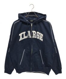 X-LARGE（エクストララージ）の古着「パイピング ジップアップフーデッド スウェットシャツ」｜ネイビー