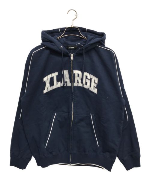 X-LARGE（エクストララージ）X-LARGE (エクストララージ) パイピング ジップアップフーデッド スウェットシャツ ネイビー サイズ:Mの古着・服飾アイテム