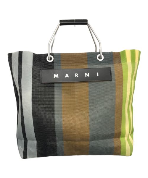 MARNI（マルニ）MARNI (マルニ) フラワーカフェストライプトートバッグ ベージュの古着・服飾アイテム