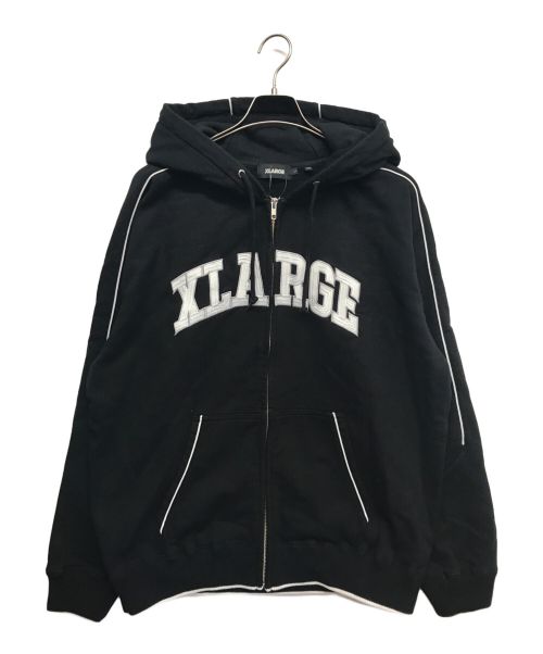 X-LARGE（エクストララージ）X-LARGE (エクストララージ) パイピング ジップアップフーデッド スウェットシャツ ブラック サイズ:Lの古着・服飾アイテム