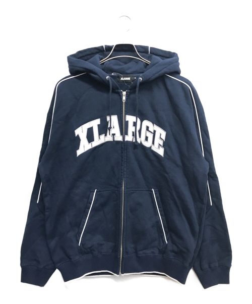 X-LARGE（エクストララージ）X-LARGE (エクストララージ) パイピング ジップアップフーデッド スウェットシャツ ネイビー サイズ:Mの古着・服飾アイテム