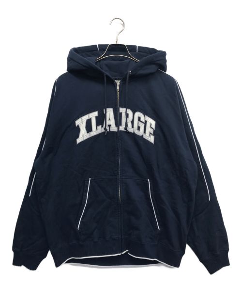 X-LARGE（エクストララージ）X-LARGE (エクストララージ) パイピング ジップアップフーデッド スウェットシャツ ネイビー サイズ:XLの古着・服飾アイテム