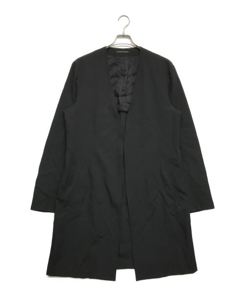 Yohji Yamamoto pour homme（ヨウジヤマモト プールオム）Yohji Yamamoto pour homme (ヨウジヤマモト プールオム) シワギャバ ノーカラー ロングジャケット ブラック サイズ:3の古着・服飾アイテム