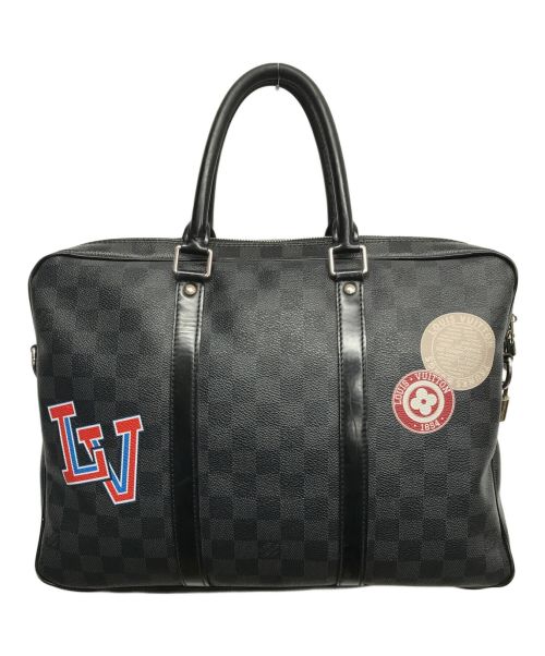 LOUIS VUITTON（ルイ ヴィトン）LOUIS VUITTON (ルイ ヴィトン) ダミエグラフィット LVリーグトラベルステッカー ブリーフケース ブラックの古着・服飾アイテム