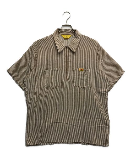BEN DAVIS（ベンデイビス）BEN DAVIS (ベンデイビス) ハーフジップワークシャツ ブラウン サイズ:Lの古着・服飾アイテム