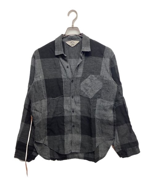 SUNSEA（サンシー）SUNSEA (サンシー) ブロックリネンジョニーDシャツ ブラック サイズ:2の古着・服飾アイテム
