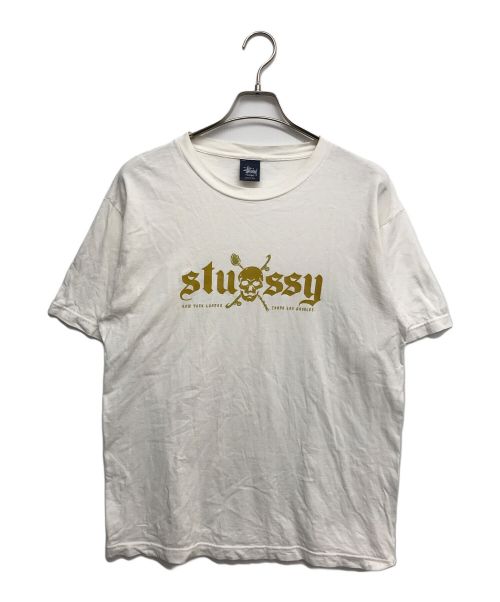 stussy（ステューシー）stussy (ステューシー) 90's スカルプリントTシャツ ホワイト サイズ:Lの古着・服飾アイテム