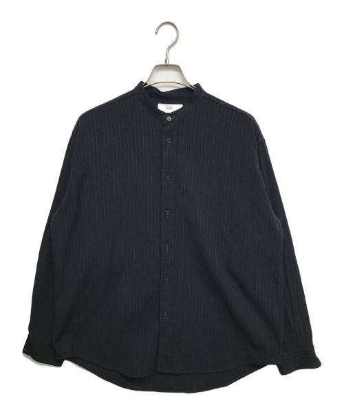 MARKA（マーカ）MARKA (マーカ) BAND COLLAR SHIRT WOOL SILK STRIPE ネイビー サイズ:1の古着・服飾アイテム