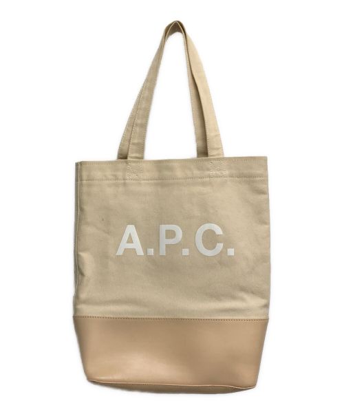 A.P.C.（アーペーセー）A.P.C. (アーペーセー) 切替ロゴトートバッグ ベージュの古着・服飾アイテム