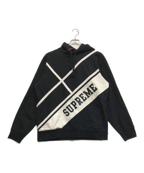 SUPREME（シュプリーム）Supreme (シュプリーム) Diagonal Hooded Sweatshirt ブラック サイズ:Mの古着・服飾アイテム