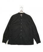 STEVEN ALANスティーブンアラン）の古着「HI/CNT TWILL 2POCKET BAND COLLAR SHIRT-BOLD」｜ブラック