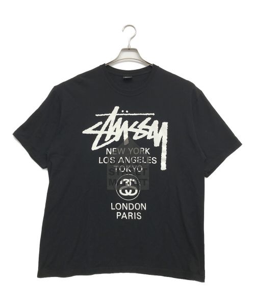 stussy（ステューシー）stussy (ステューシー) DOVER STREET MARKET (ドーバー ストリート マーケット) コラボワールドツアーTシャツ ブラッ サイズ:ＸＬ　の古着・服飾アイテム