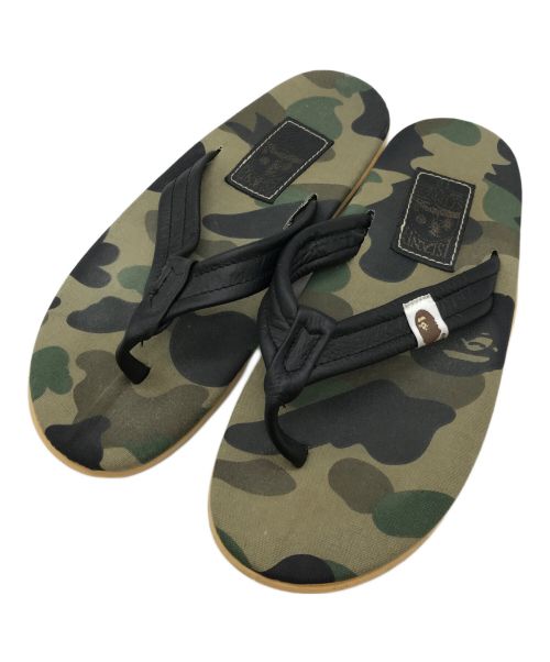 A BATHING APE（アベイシングエイプ）A BATHING APE (アベイシングエイプ) ISLAND SLIPPER (アイランドスリッパ) ABC Thong Sandals オリーブ サイズ:10の古着・服飾アイテム