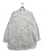 YOKEヨーク）の古着「STRIPED BAND COLLAR SHIRTS」｜ホワイト