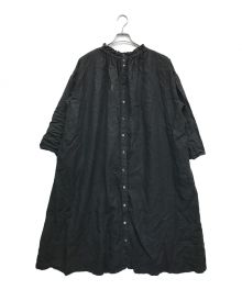 nest Robe（ネストローブ）の古着「リネンシャーリングネックシャツワンピース」｜ブラック