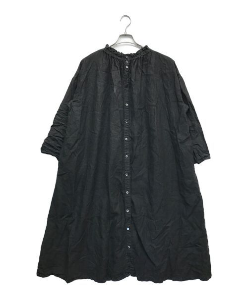 nest Robe（ネストローブ）nest Robe (ネストローブ) リネンシャーリングネックシャツワンピース ブラック サイズ:FREEの古着・服飾アイテム