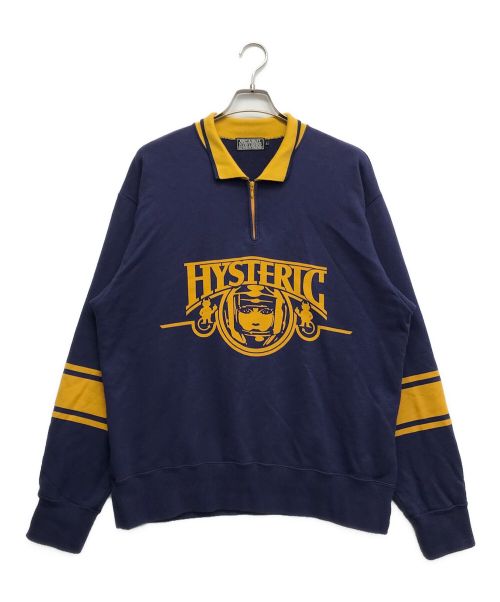 Hysteric Glamour（ヒステリックグラマー）Hysteric Glamour (ヒステリックグラマー) DEVIL MOTOR 衿付きスウェット ネイビー サイズ:Lの古着・服飾アイテム