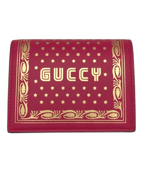 GUCCI（グッチ）GUCCI (グッチ) GUCCY プリント コンパクトウォレット ピンクの古着・服飾アイテム