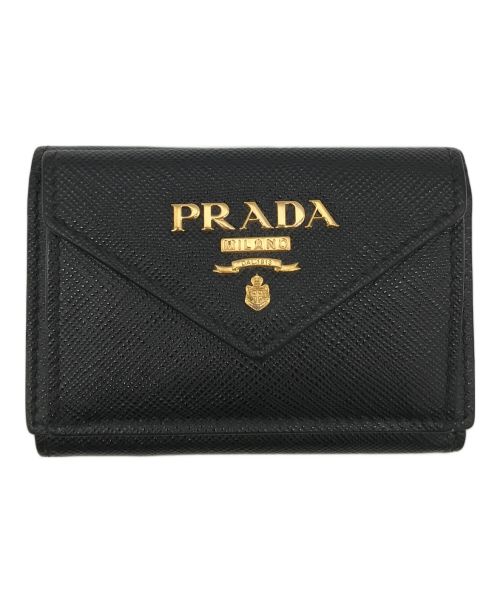 PRADA（プラダ）PRADA (プラダ) 3つ折り財布 ブラックの古着・服飾アイテム