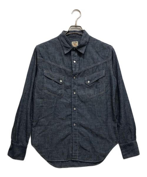 TCB jeans（ティーシービー ジーンズ）TCB JEANS (ティーシービー ジーンズ) シャンブレーウエスタンシャツ ブルー サイズ:記載無の古着・服飾アイテム