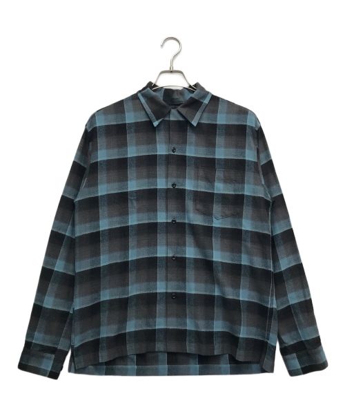 MINEDENIM（マインデニム）MINEDENIM (マインデニム) C.R Flow Check Open Collar L/S SH ブルー サイズ:1の古着・服飾アイテム