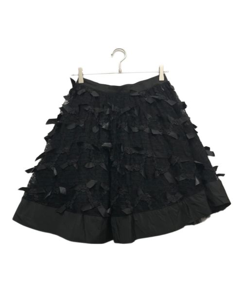 RED VALENTINO（レッドヴァレンティノ）RED VALENTINO (レッドヴァレンティノ) レースリボンスカート ブラック サイズ:40の古着・服飾アイテム