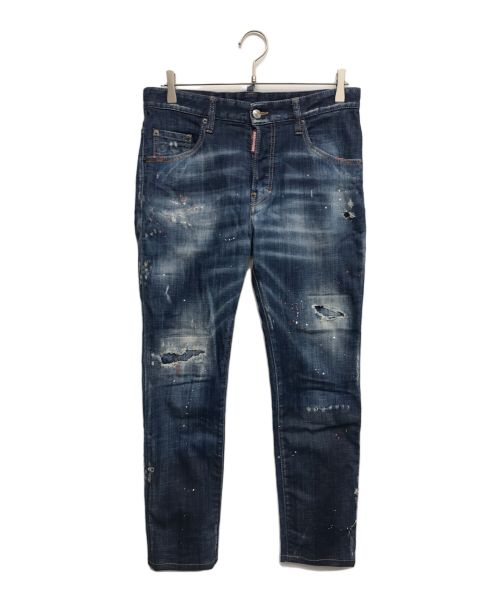 DSQUARED2（ディースクエアード）DSQUARED2 (ディースクエアード) ペイント加工SKATER JEAN インディゴ サイズ:46の古着・服飾アイテム