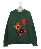 Soeソーイ）の古着「INTARSIA KNIT FLOWER」｜グリーン