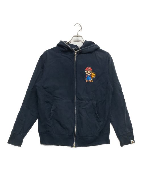 A BATHING APE（アベイシングエイプ）A BATHING APE (アベイシングエイプ) マリオコラボジップパーカー ネイビー サイズ:Mの古着・服飾アイテム