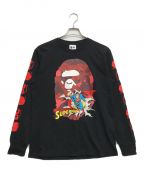 A BATHING APE×DCアベイシングエイプ×ディーシー）の古着「SUPERMAN LONG SLEEVE TEE」｜ブラック