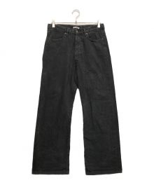 AURALEE（オーラリー）の古着「SELVEDGE FADED LIGHT DENIM PANTS」｜ブラック