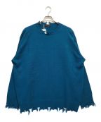 s'yteサイト）の古着「7G BULKY WOOL DAMAGE ROUND NECK PULLOVER」｜ブルー