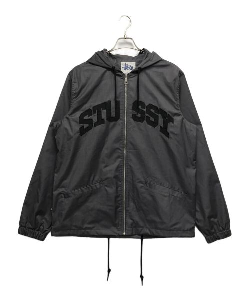 stussy（ステューシー）stussy (ステューシー) フーデットナイロンジャケット グレー サイズ:Lの古着・服飾アイテム