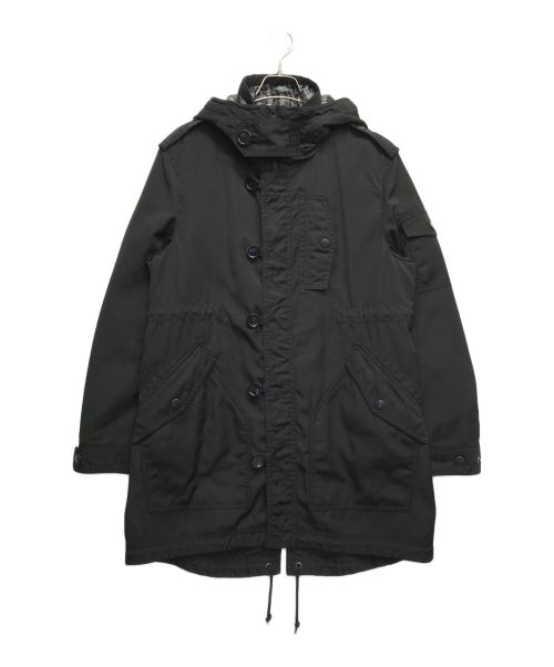 BURBERRY BLACK LABEL（バーバリーブラックレーベル）BURBERRY BLACK LABEL (バーバリーブラックレーベル) モッズコート ブラック サイズ:LLの古着・服飾アイテム