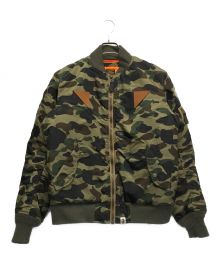 A BATHING APE（アベイシングエイプ）の古着「カモ柄MA-1 ジャケット」｜カーキ