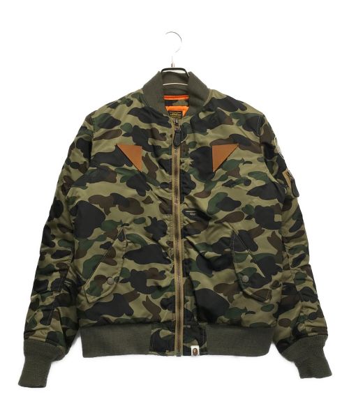 A BATHING APE（アベイシングエイプ）A BATHING APE (アベイシングエイプ) カモ柄MA-1 ジャケット カーキ サイズ:Mの古着・服飾アイテム