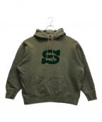 stussyステューシー）の古着「Sロゴプルオーバーパーカー」｜グリーン